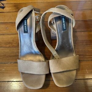 Nine West Beige Block Heel Sandals
